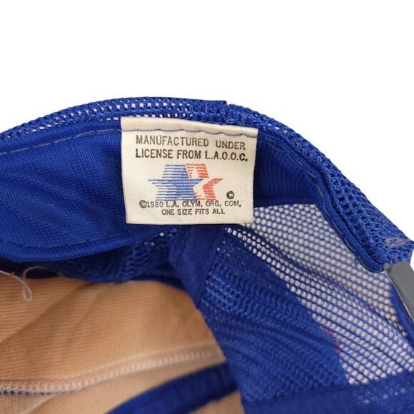 1984 Olympics Five Panel Hat Cap Vintage 80s Made In USA One Size Free Button - Picture 8 of 10